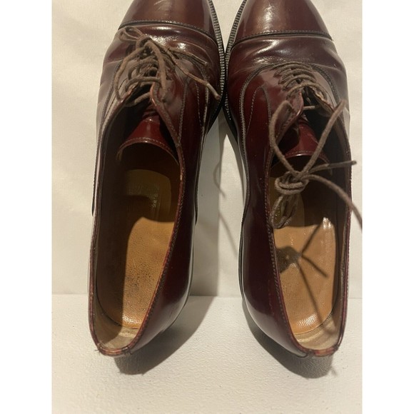 Salvatore Ferragamo Men Cherry Brown Leather Cap Toe Lace Up Dress Shoes US 8 D main image 4
